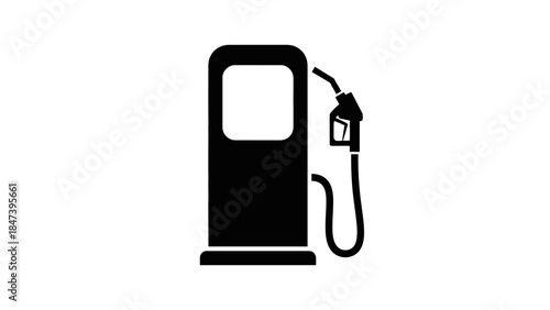 Black silhouette of a gas pump with hose and nozzle.