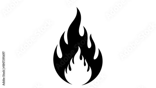 Black Flame Icon Symbolizing Fire and Heat.