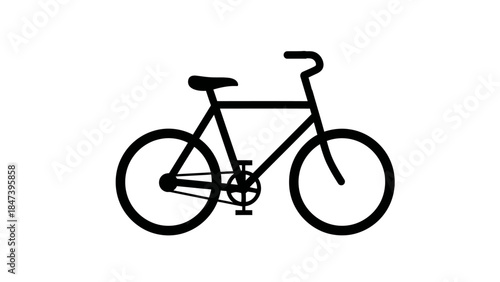 Simple Black Silhouette of a Bicycle on a White Background.