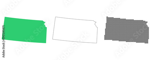 Map USA States Kansas Outline Dots