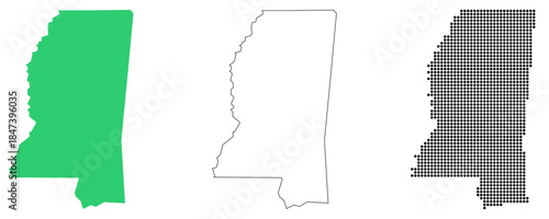 Map USA States Mississippi Outline Dots