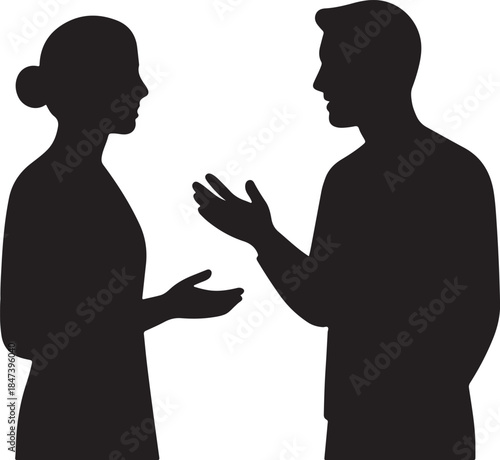Communication Silhouette: A visual representation of an engaging dialogue unfolds, portraying the essence of connection, and thought exchange.