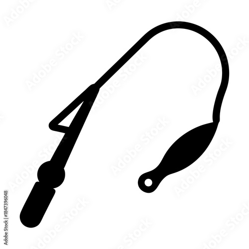 Black Silhouette of a Sunglass Retainer with a Curved Shape on White