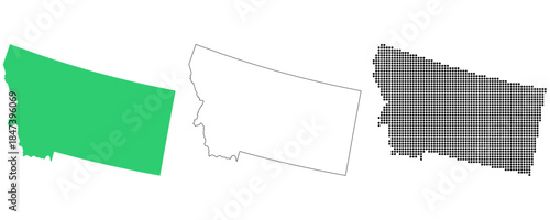 Map USA States Montana Outline Dots