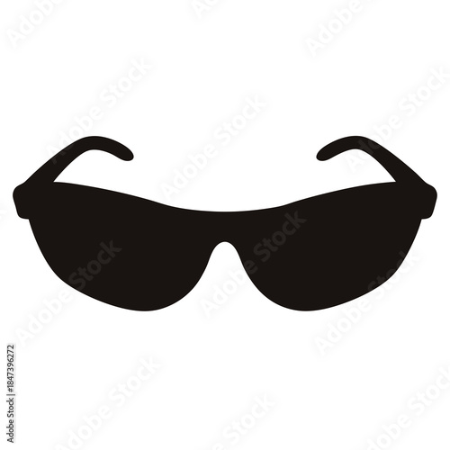 Silhouette of sunglasses on a white background shielding eyes from sunlight