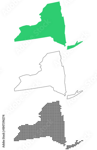 Map USA States New York Outline Dots