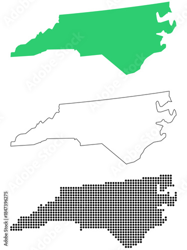 Map USA States North Carolina Outline Dots