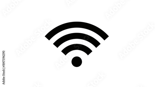 Simple Black Wi-Fi Signal Icon on White Background.