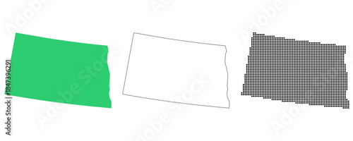 Map USA States North Dakota Outline Dots