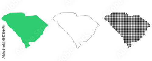 Map USA States South Carolina Outline Dots