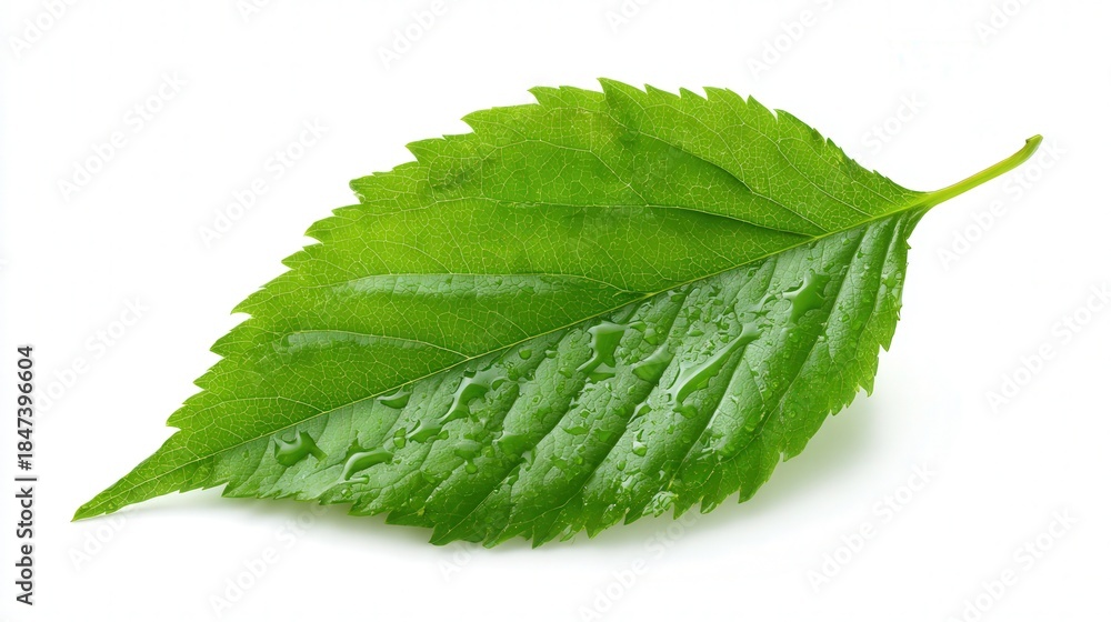 Fototapeta premium Fresh green leaf isolated on white background
