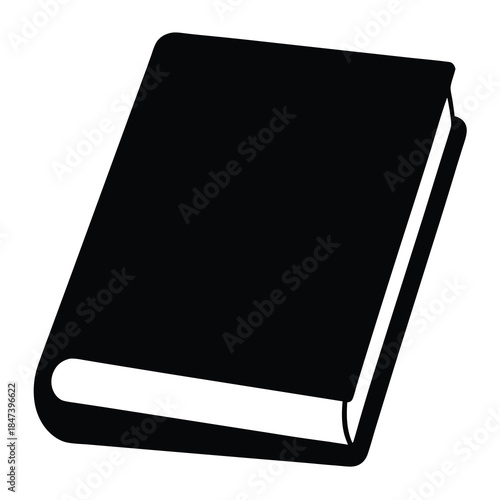 Silhouette image of a closed hardcover book resting at a slight angle