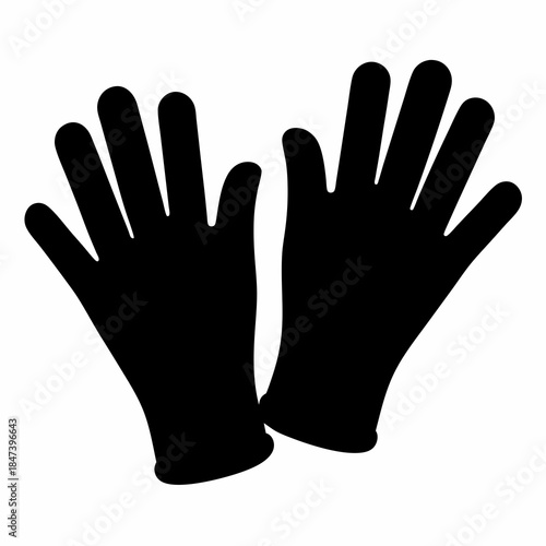 Protective gloves silhouette in black color for safety and hygiene purposes