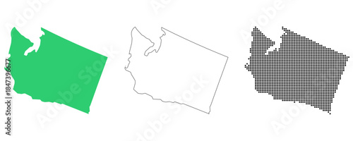 Map USA States Washington Outline Dots