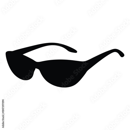 Stylized Silhouette of Sunglasses with Modern Design on a White Background