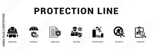 Protection Line Modern and clean web banner illustration featuring thematic icons for visual communication