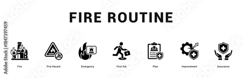 Fire Routine Modern and clean web banner illustration featuring thematic icons for visual communication