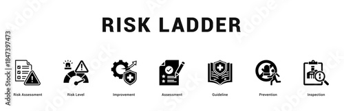Risk Ladder Modern and clean web banner illustration featuring thematic icons for visual communication