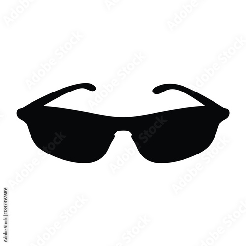 A Silhouette of Modern Sunglasses Against a Stark White Background