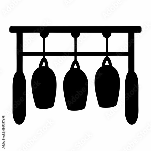 Hanging wine glass rack silhouette with bottle holder for home decor
