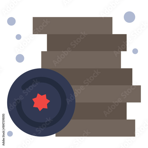 Delicious Blueberry Pancakes Stack: A tempting visual of a stack of fluffy, golden-brown pancakes complemented by a vibrant, fresh blueberry. An illustration of food and nature.