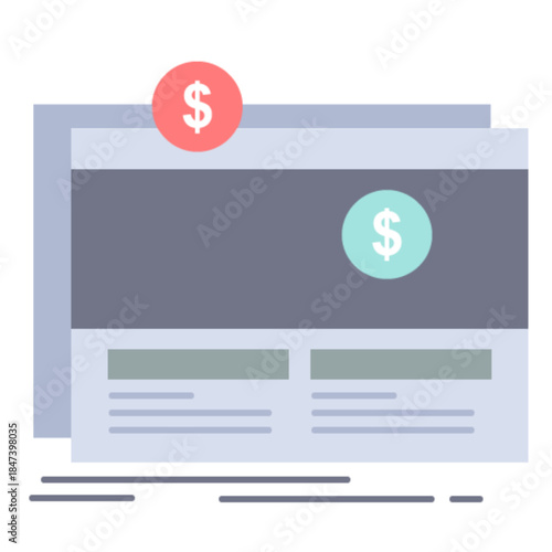 Digital Finance: Graphic representation of financial documents with dollar symbols, symbolizing modern banking, online transactions and economic concepts.