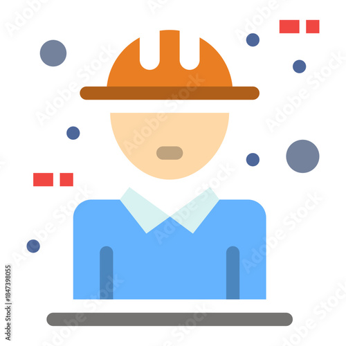 Engineer Icon: Simple illustration of an engineer, symbolizing construction and technical expertise. A minimalistic representation.