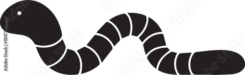 Cute worm silhouette vector flat design on white background