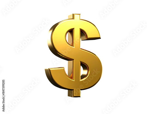 3D rendered, gold, dollar sign isolated on a solid black background