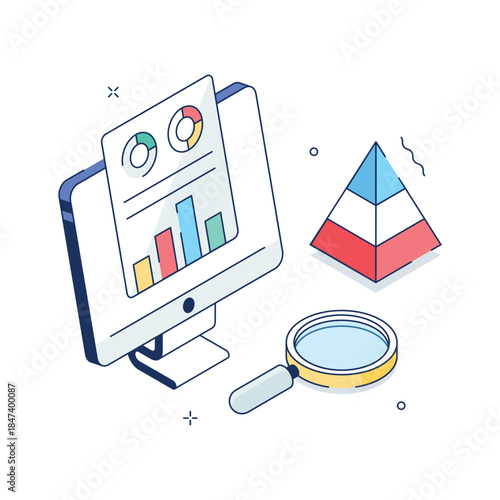Take a look at this amazing isometric illustration of data report