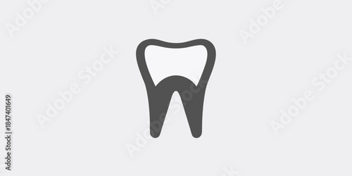 Simple illustration of a single human tooth on a light gray background