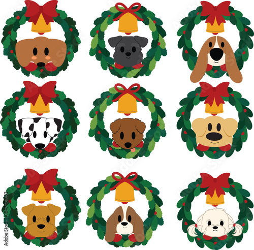 Cute Christmas Dog Wreath Collection