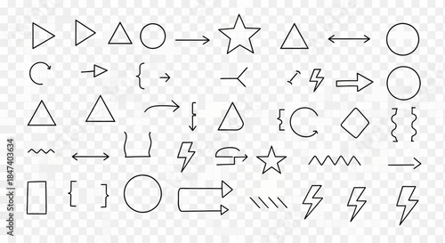 Collection of Hand Drawn Doodle Arrows Shapes and Symbols.