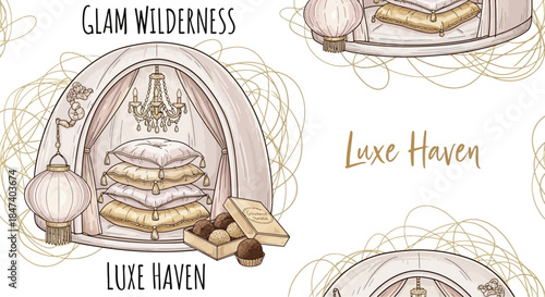 Glamorous Wilderness Tent Luxurious Haven with Elegant Decorations and Comfort.