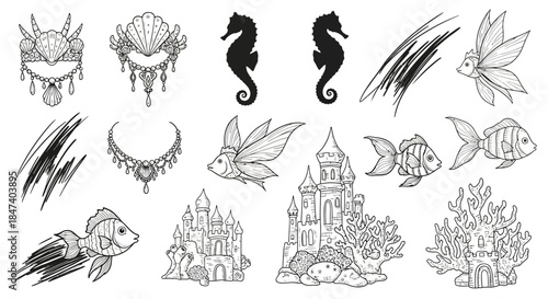 Collection of Fantasy Underwater Elements and Creatures.