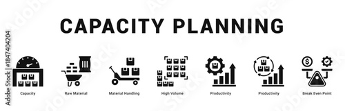 Capacity Planning Modern and clean web banner illustration featuring thematic icons for visual communication