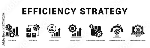Efficiency Strategy Modern and clean web banner illustration featuring thematic icons for visual communication