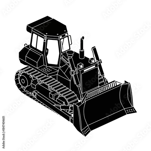 Heavy-duty bulldozer machinery for construction and earthmoving operations.