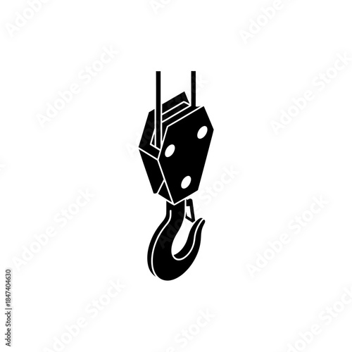 Heavy-duty industrial crane hook for lifting and construction.
