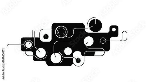Industrial technology concept with complex machinery and wiring, modern innovative device with gauges and controls, technical industrial illustration