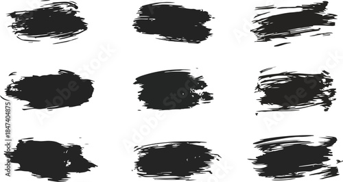 Collection of Black Brush Stroke Elements for Graphic Design and Creative Projects