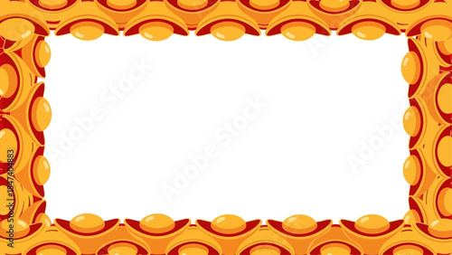 Festive chinese new year gold ingot frame for prosperity celebrations, decorative border with traditional wealth symbols