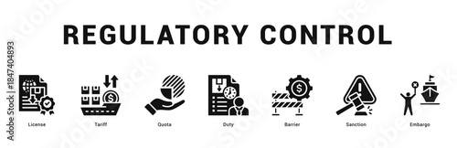 Regulatory Control Modern and clean web banner illustration featuring thematic icons for visual communication
