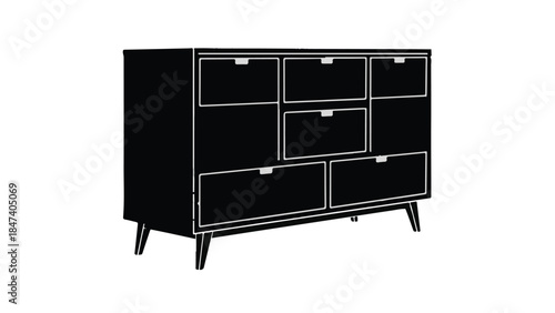 Modern black dresser with multiple drawers, minimalist furniture design, home decor, interior, contemporary, stylish, sleek, drawer storage unit