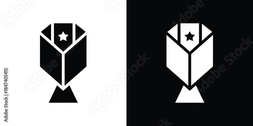Trophy icon on white background, award symbol, simple design
