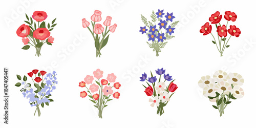 Colorful floral bouquets arrangement a delightful collection of spring blossoms