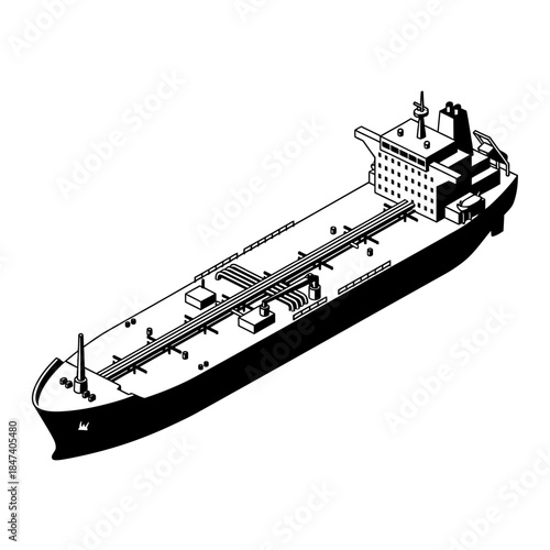Large oil tanker ship for crude oil transport.