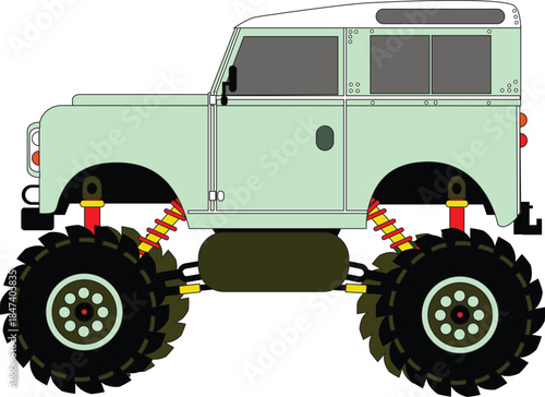 Big and fat tire vehicle monster truck off road racing pickup minibus van military old classic car