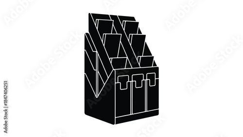 Geometric 3D puzzle piece black and white illustration for design and creativity