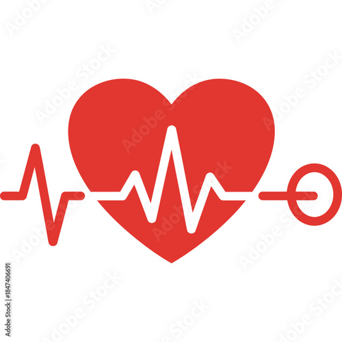 Heartbeat Pulse with Power Symbol – Vitality & Control Icon for Health Tech, Emergency Response & Smart Medical Device Design

